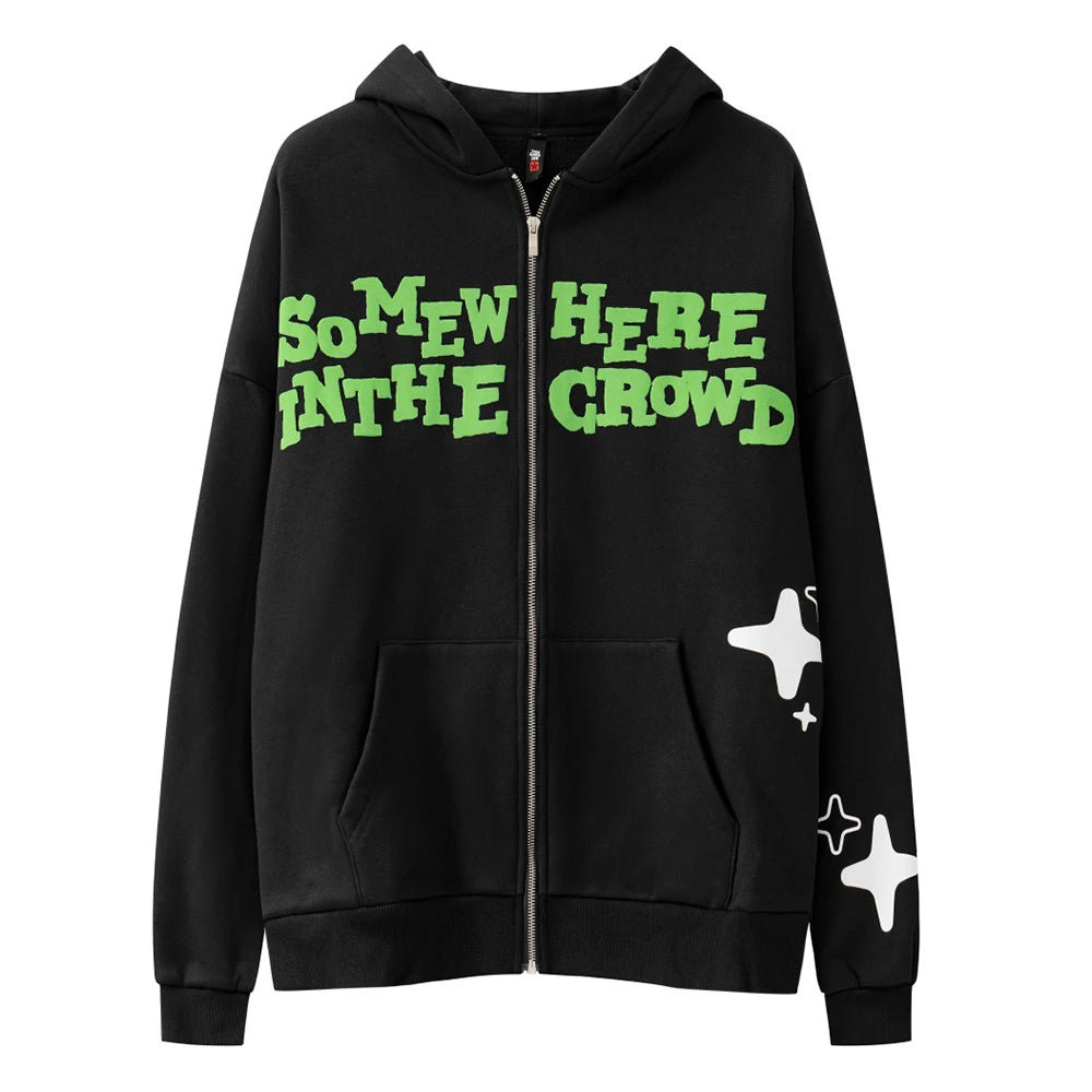 Custom 400 450 500 Gsm Oversize Heavyweight Unisex Y2k Streetwear Zip up Hoodie With 3D Puff Print and Full Zip Hoodies