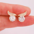 Luxury Water Drop Design Butterfly Pattern Gold Plated Zircon Stud Earrings for Parties and Gifts