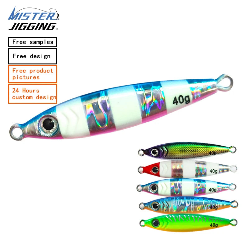 MISTER JIGGING Artificial Fish Bait Fishing Lure Metal Jig Lure Saltwater Fishing Lures 40g Jig Metal Fishing