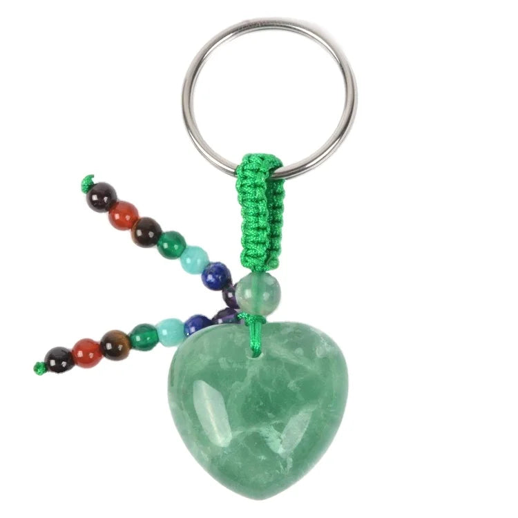 DIY Wholesale Natural Crystal Hand Polished Tumbled Stone Zinc Alloy Key Chain Pendant Energy Gem Decorations