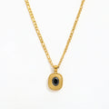 Fenny Jewelry 18K Gold Plated Wholesale Permanent Classic Black Onyx Pendant Figaro Chain Stainless Steel Necklace for Women