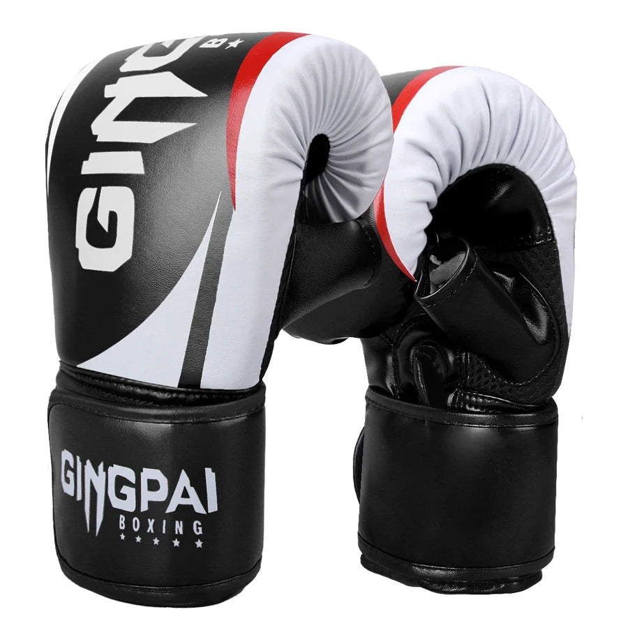 6oz Leather Boxing Gloves with Hand Grips Closure Waterproof Outdoor Wrist Stretch Workout Punching Mitts Training for Daily Use