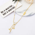 Pearl Butterfly Pendant Necklace Stainless Steel Butterfly Tassel Pendant Necklace for Women