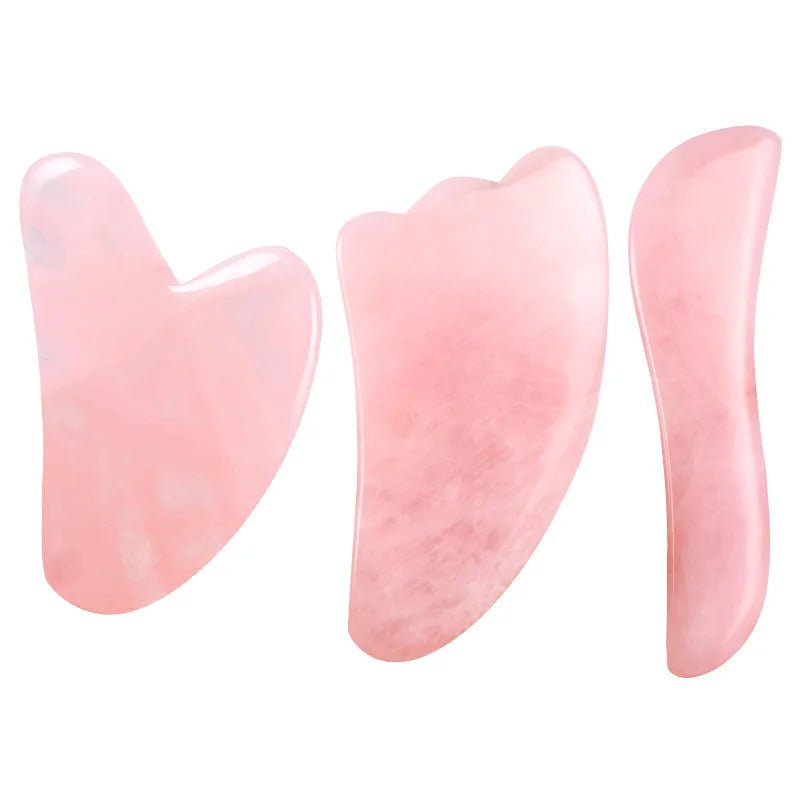 DIY Factory pink Rose Quartz Facial Cleanser Brush Stone Jade Roller and Gua Sha Tools Set for Face