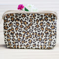 Stylish Lady's Large Capacity Neoprene Leopard Fabric Cosmetic Pencil Bag with Zipper Closure