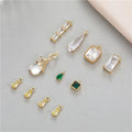 CZ9003 MINI Small Little Tiny 14K Gold Plated Cubic Zirconia CZ Solitaire Teardrop Baguette Charm  for Necklace Bracelet Making