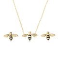 Dainty Bee Jewelry 925 Sterling Silver Animal Zircon Multi Level Color Bee Shape Earrings Necklace Jewelry Set