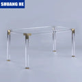 Dining Room Furniture Glass Table Top 6 Seat  Crystal Wedding Table With Gold Stainless Steel Legs Acrylic Dining Table