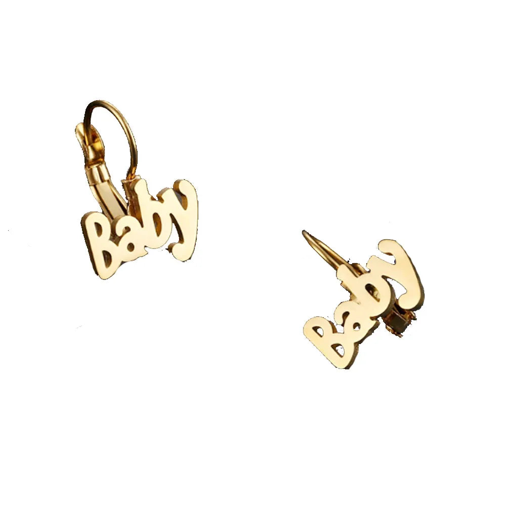Wholesale Stainless Steel 18k Gold Plated Huggie Hoop Baby Initial Letters Charm Earrings Jewelry Earring