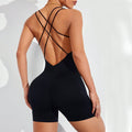 FLW Women's One Piece Sleeveless V Back Scrunch Yoga Rompers Backless Tummy Control Jumpsuits for Workout Sports Bodysuits