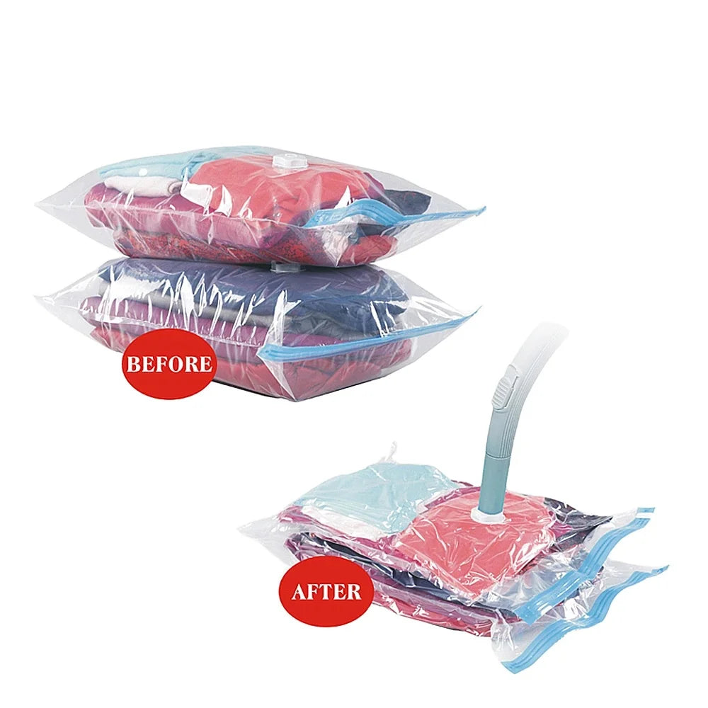 Multi-size Vacuum Compressed Bag Fit Any Cleaner for Bedding& Clothing