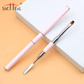 YALIXIN Professional Manicure Tools Double-Head Nail UV Gel Oval Brush Custom Logo Pink Metal Handle Nylon Push Nail Art