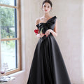 2022 Women Party Gown One-shoulder Black Long Maxi Evening Prom Dresses