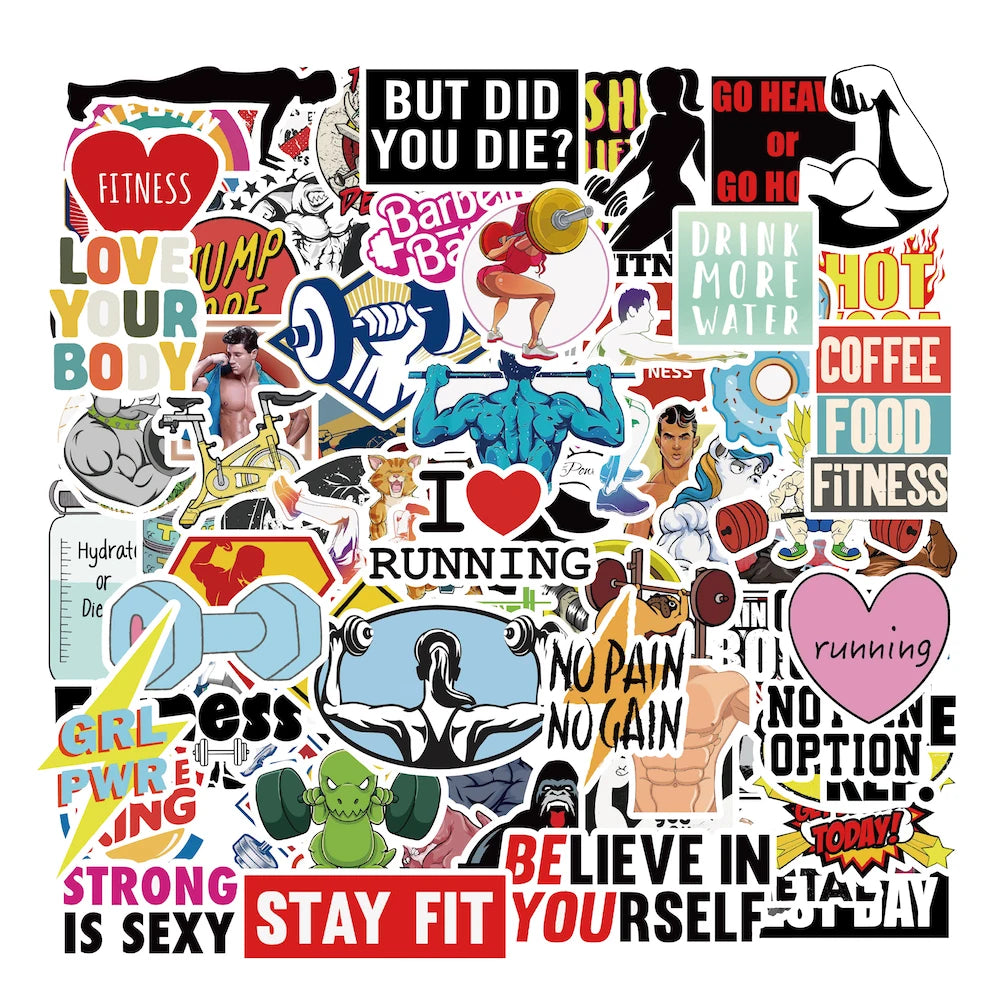 100Pcs Physical Fitness GYM Sport Graffiti Stickers for Student Boy Notebook Luggage Laptop Phone Bottle Sticker Book
