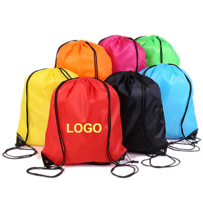 7 Days Production Time MOQ 100 Pcs Polyester Waterproof Drawstring Backpack Travel Bag with Logo Sports Shoe Covers Promotional