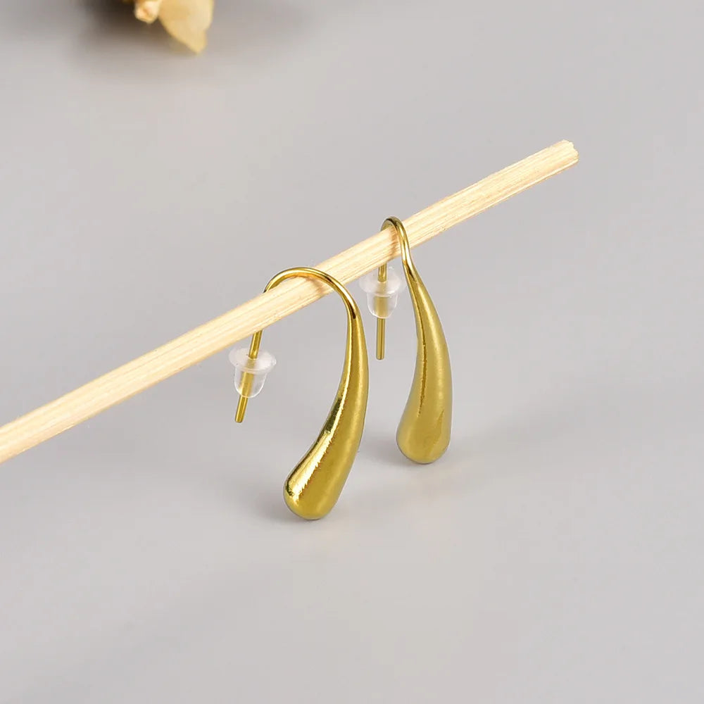 Minimalist 18k Gold Plated Stainless Steel Water Drop Earrings Women Girls Fashion Stud Earrings