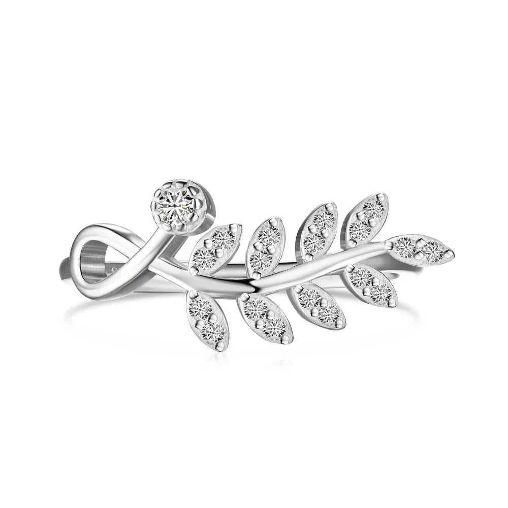 New Pure Wheat Ear Design With Zircon Inlay Personalized Simple and Versatile Women'S Accessories 925 Sterling Silver Ring