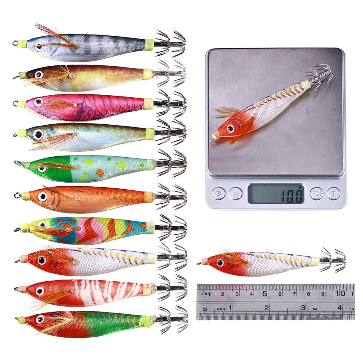 Wholesale Fishing Squid Bait 10cm/9.6g Squid Jigs Wood Shrimp for Wholesale Squid Lures MegaBDM