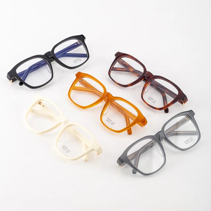 Premium Wholesale Top Quality Luxury Eyeglasses Frames Customizable Logo Square Acetate Metal Glasses
