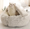 Cute Plush Dog Bed Crystal Luxury Plush Warm Round Half Pack Cat Nest Deep Sleep Cat Cave Pet Bed