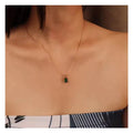 Chris April in Stock Fashion Jewelry PVD Gold Plated 316L Stainless Steel Emerald Zircon Pendant Necklace with Bamboo Thin Chain