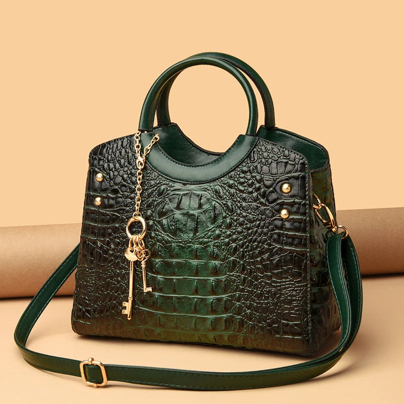 Classic PU crocodile Pattern Women Handbags Ladies Shoulder Hand Bags Customization Leather Handbag