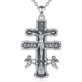 Merryshine Women's 925 Sterling Silver St. Benedict Crucifix Pendant Necklace Religious Jesus Christ Medal Amulet Jesus Jewelry