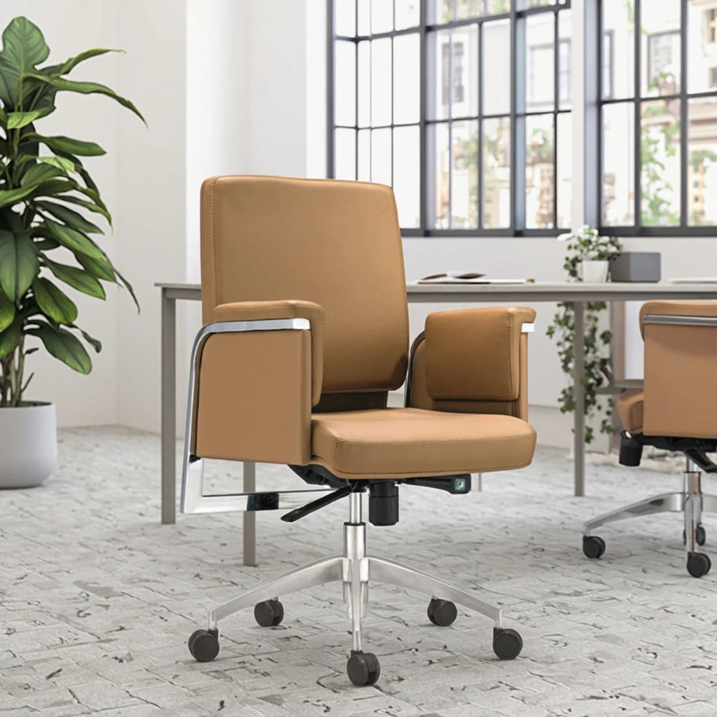 Low Price Wholesale Factory Supplier Contemporary Synthetic Leather Adjustable Height Swivel Gravity Middle Back Office Chairs