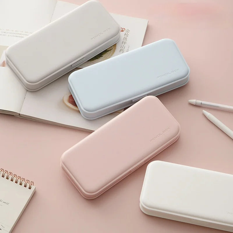 Waterproof Office Stationery Storage Pencil Box Simple PP Solid Color Pen Case