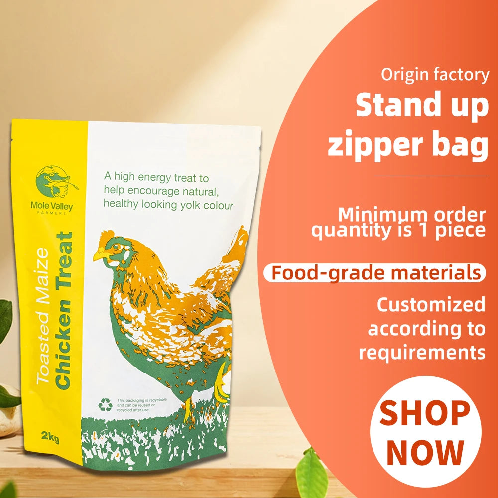 Custom Packaging Flat Bottom Pouch Tea Bag Food Packaging Biodegradable Stand up Zipper Pouch Custom Kraft Paper Sachet Bag