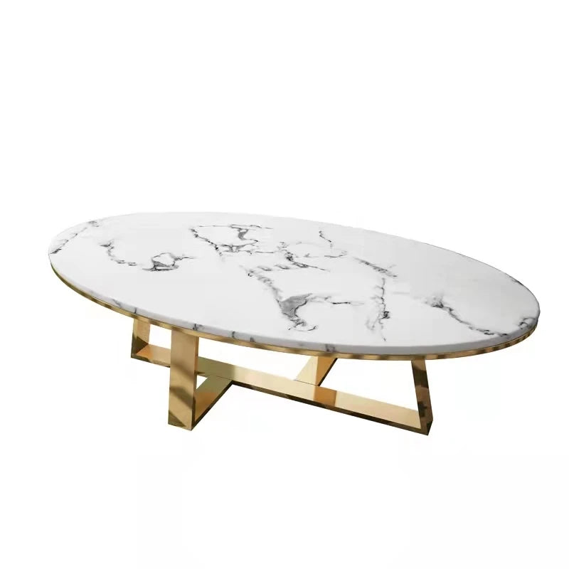 47 Inch with Geometric Frame Rectangular Center Tea Metal Modern Luxury Gold Faux Marble Coffee Tables