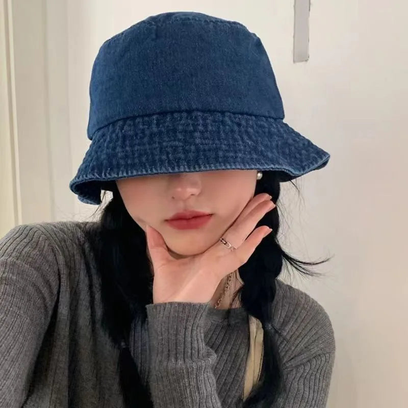 2025 New Design Fashionable Ladies Elegant Women Hats Denim Caps Washed Jean Bucket Hats for Men Women for Cycling Daily Use