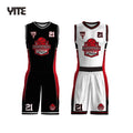 Team Sports Printed Sublimated Basketball Uniform Blank Reversible Custom Black White 100% Polyester Breathable Shorts Set