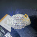 Bulk Stock Rapper Bling Fashion Iced Out Hip Hop Wedding baguette Vvs Moissanite Diamond 925 Sterling Silver Men Diamond Ring
