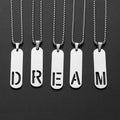 Mens Stainless Steel Initial Necklace Wholesale Personalized A-Z 26 Alphabet Letter Hollow Vertical Bar Pendant Necklace for Men