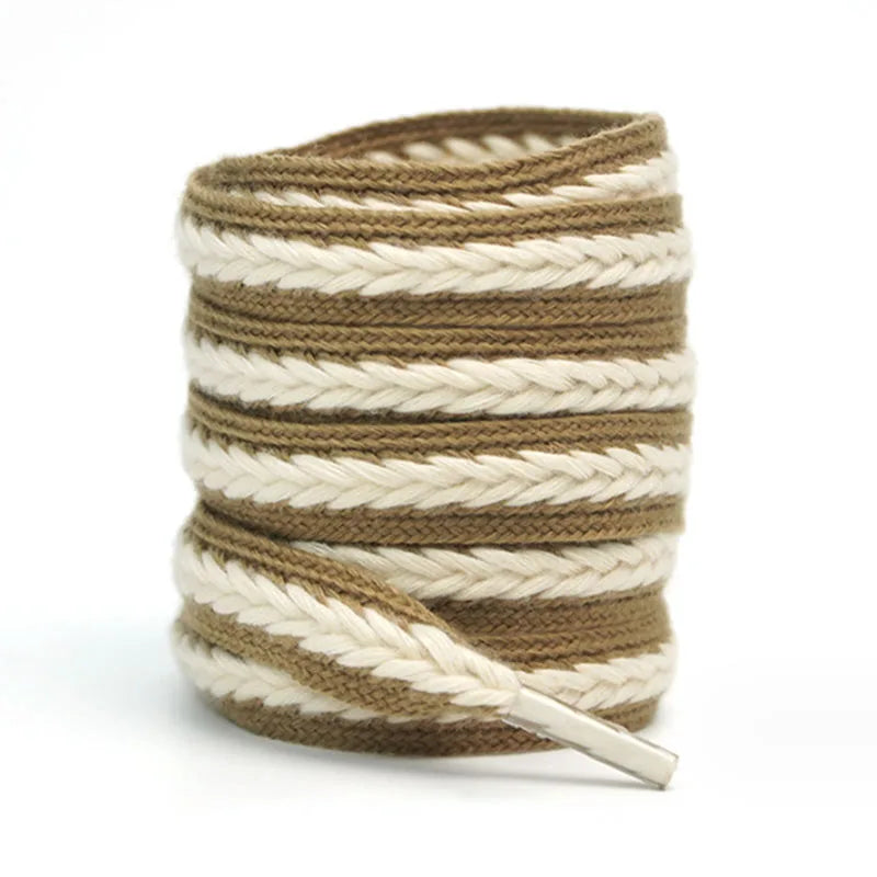 Wholesale Colorful Wheat Lace 1.5cm Wide Elastic Flat Rope Shoelace Woven Cotton for Casual Board Shoes