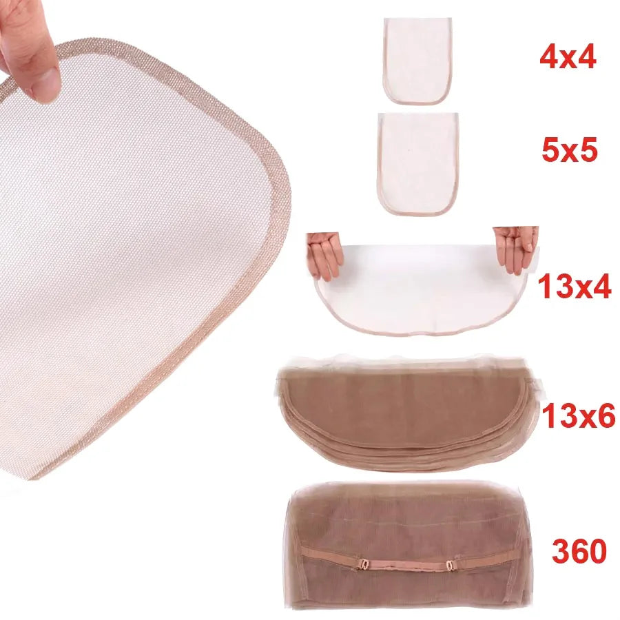 Wholesale 4x4inch 13x4inch 360 Swiss Lace Net for Make Wigs Closure Front Base Hair Net Wig Cap Accessory