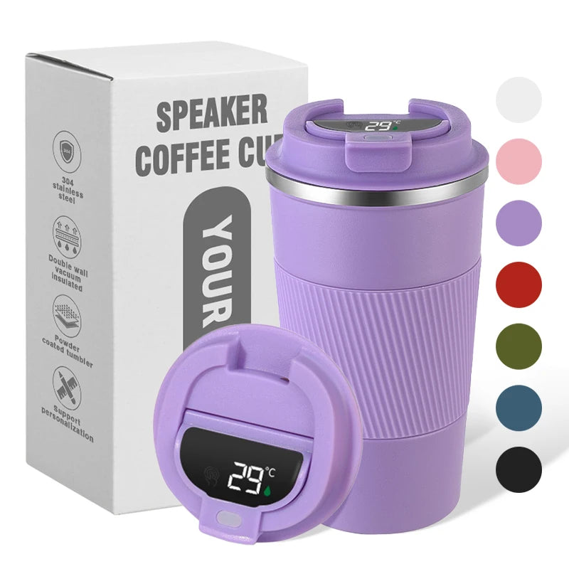 Custom logo 380ml 510ml 304 Stainless Steel Insulated Vacuum Tumbler Travel Coffee Mug with Lids and LED Display