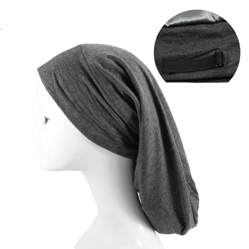 HZM-18298 Satin Bonnet Lined Sleeping Beanie Hat Bamboo Head Wear Frizzy Natural Hair Nurse Cap With Adjustable