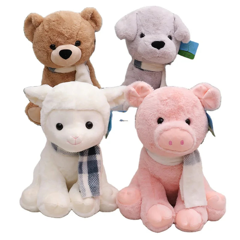 Songshan Toys OEM ODM New Wholesale Custom Plush Girl Birthday Gift Sheep Stuffed Animal Toy Creative Scarf Dog Pig Bear Doll