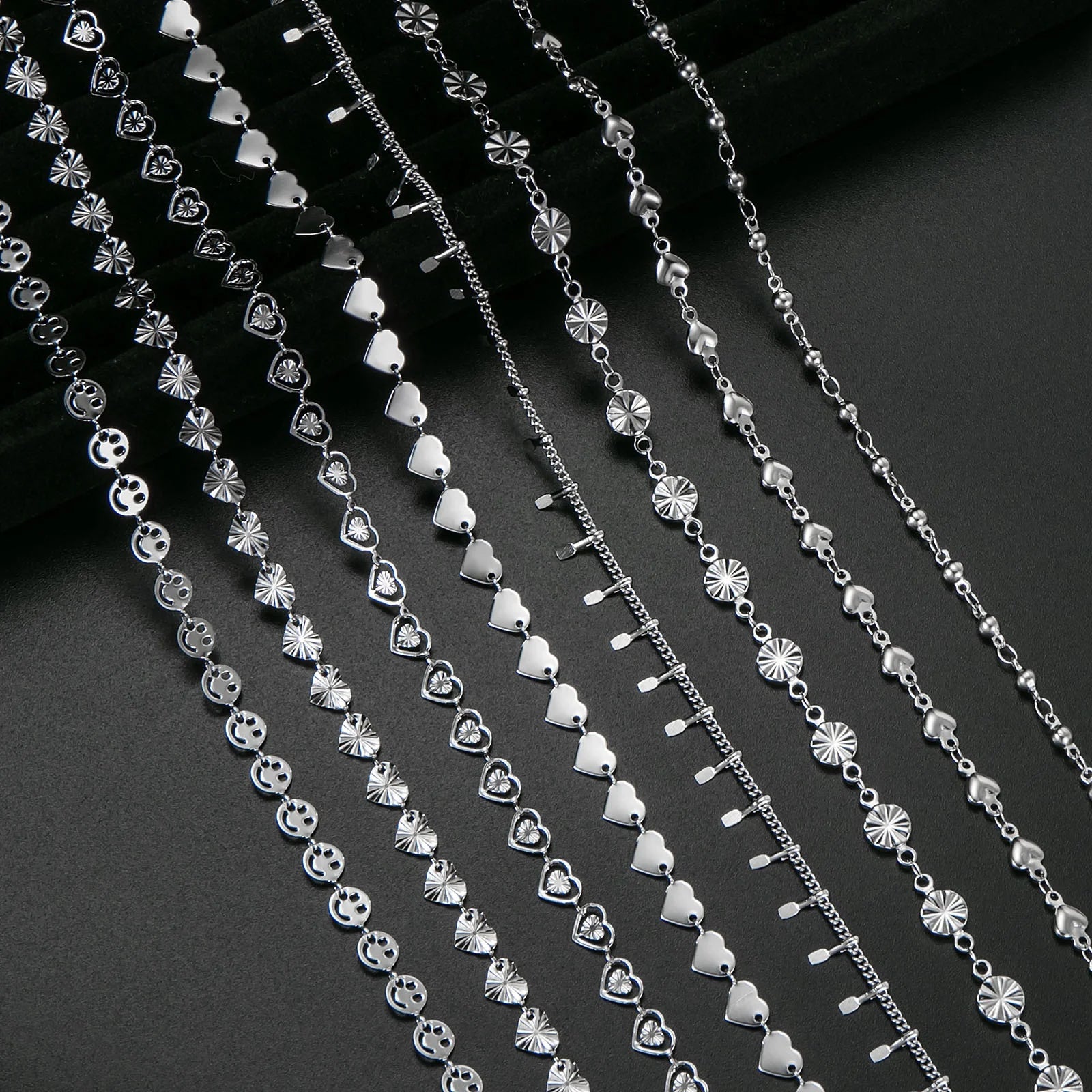 2022 New Design Fashion Jewelry Smile Heart Love Flower Chain Choker Necklaces Stainless Steel Jewelry for Women Girls