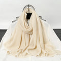 New Women Fashion Pleated Crinkle Lace for Pressing Hijab Scarf Solid Color Shawls Wraps Muffler Islam Muslim