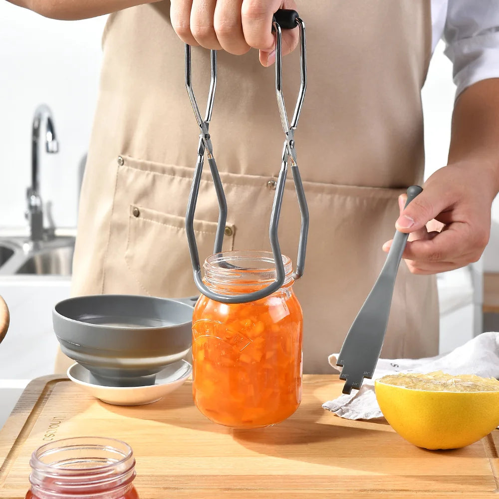 3pcs/set Stainless Steel Kitchen Tool Kit Non-slip Bowl Clip Tongs Anti-Scald Plate Canning Jar Lifter Eco-Friendly Fruit