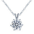 Moissanite 2.5mm Brilliant Cut Snowflake Pendant Platinum Plated 925 Sterling Silver Women's Classic Necklace Link Chain GRA MegaBDM