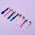 2024 New Design Plastic Makeup Spatula White Purple Beauty Lotion Cream Mixing Scoop Mini Cosmetic Spoon