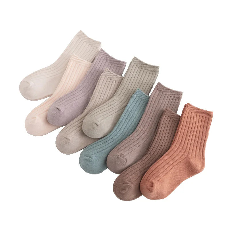 Unisex Newborn Autumn Breathable WinterSoft Crew Winter Cotton Kids Infant Solid Color Thicken Baby Ribbed Socks