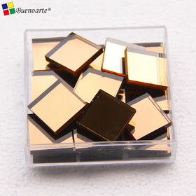 1 Piece 3mm Thick 30x30mm Classic Square Coppery Art Mirror Glass (Buenoarte Stained Glass Sheet) for DIY Mosaic Craft Room Use