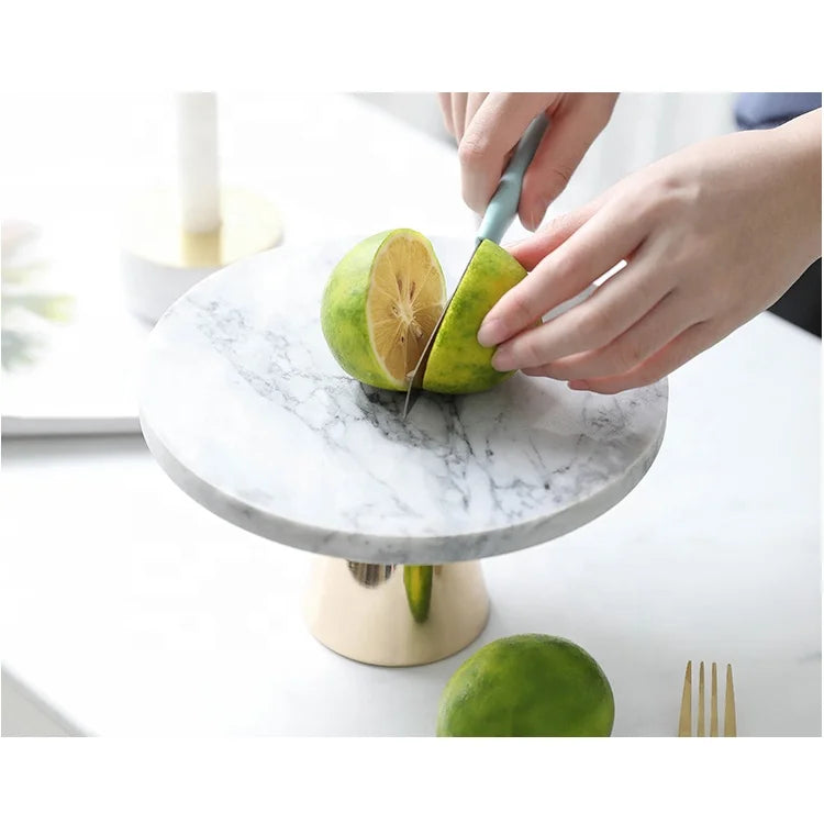 Custom Size Cake Display Dessert Stand Natural Marble Circular Tray Wedding Cake Stand MegaBDM