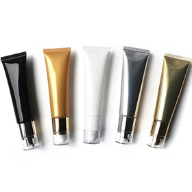 50g 30g Hand Cream Tube Cleaning Cream Cosmetic Package Container Black Gold Soft PE Tubes Airless Pump UV Label Squeeze Bottle