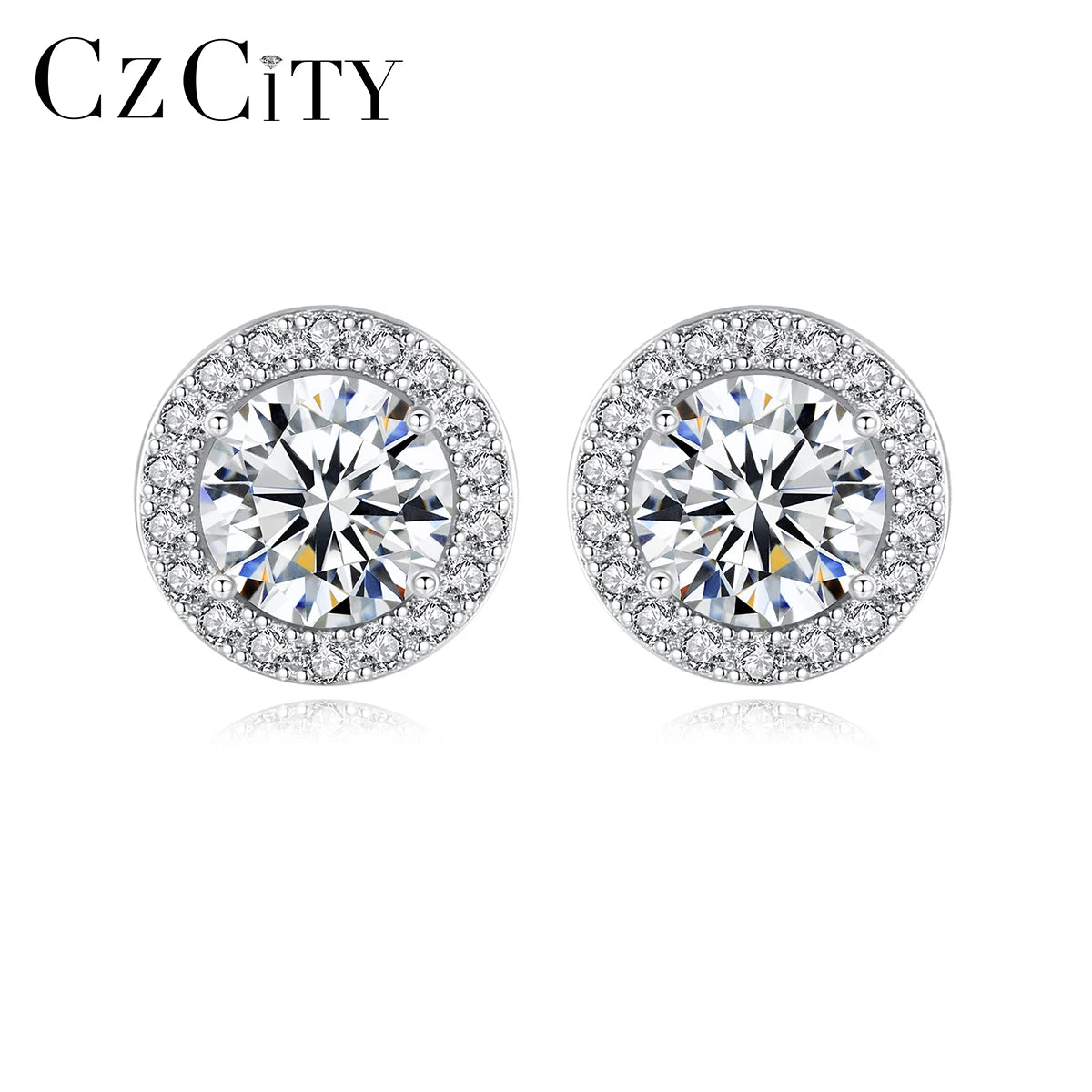 CZCITY Stud Statement Silver Dainty Jewellery Lady Luxury Round 2026 Designer Moissanite Earing New Fashion Earring